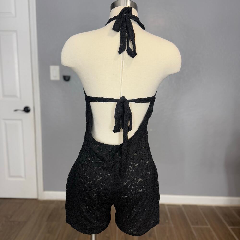 IHeartRaves VIP Behavior Lace Romper, Black, XL - Picture 2 of 4